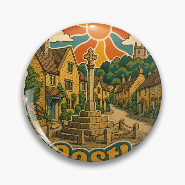 Item preview, Castle Combe England Travel Souvenir - Retro Illustration designed and sold by VisualArtsOasis.