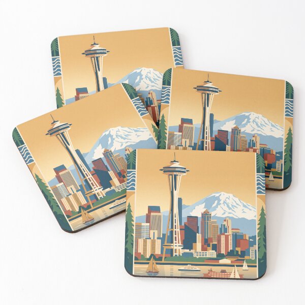 Item preview, Seattle Washington Vintage Travel Poster designed and sold by Bomax121.