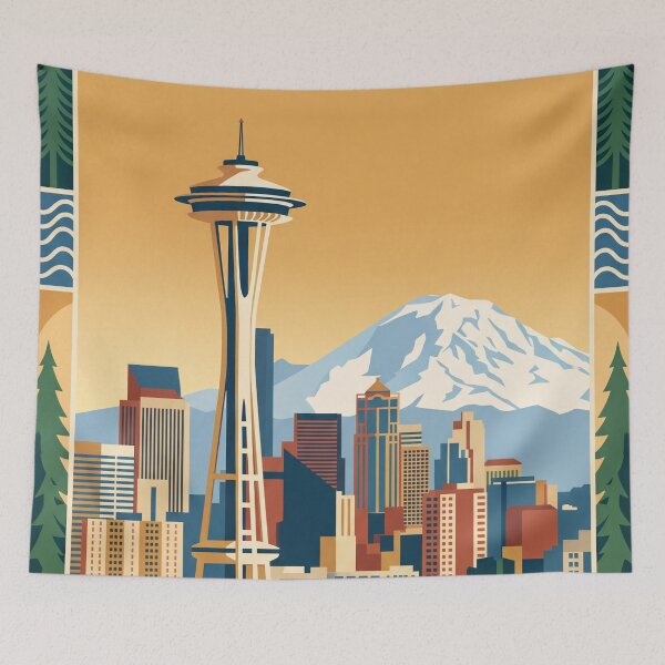 Item preview, Seattle Washington Vintage Travel Poster designed and sold by Bomax121.