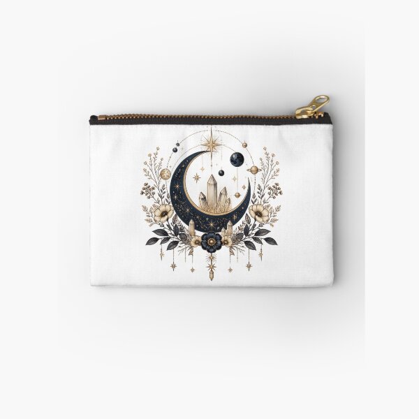 Item preview, Celestial Garden of Crystals and Crescent Moon – Mystical Botanical Art designed and sold by Studio_21.