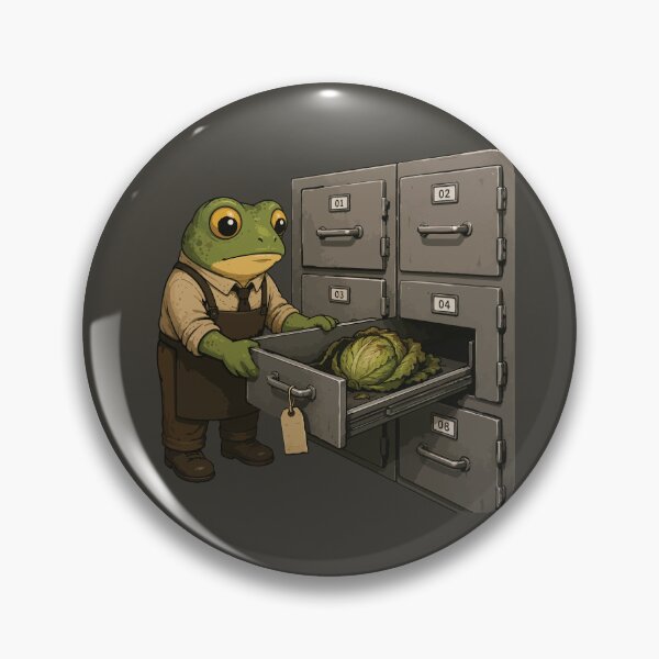 Item preview, Funny Cabbage Morgue Sticker – Frog Vegetable Storage Horror Illustration designed and sold by SimplePoDesign.