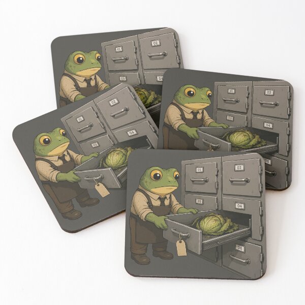 Item preview, Funny Cabbage Morgue Sticker – Frog Vegetable Storage Horror Illustration designed and sold by SimplePoDesign.