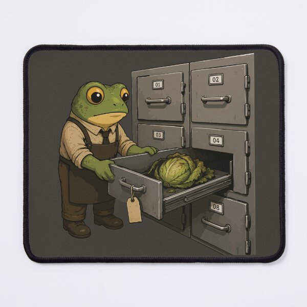 Item preview, Funny Cabbage Morgue Sticker – Frog Vegetable Storage Horror Illustration designed and sold by SimplePoDesign.