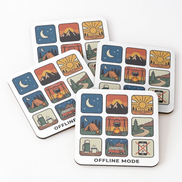 Item preview, Retro Camping Icon Grid Offline Mode Camper & Nature Adventure designed and sold by GabeMountainArt.