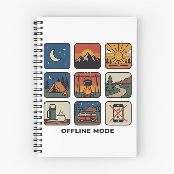 Item preview, Retro Camping Icon Grid Offline Mode Camper & Nature Adventure designed and sold by GabeMountainArt.