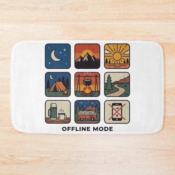 Item preview, Retro Camping Icon Grid Offline Mode Camper & Nature Adventure designed and sold by GabeMountainArt.