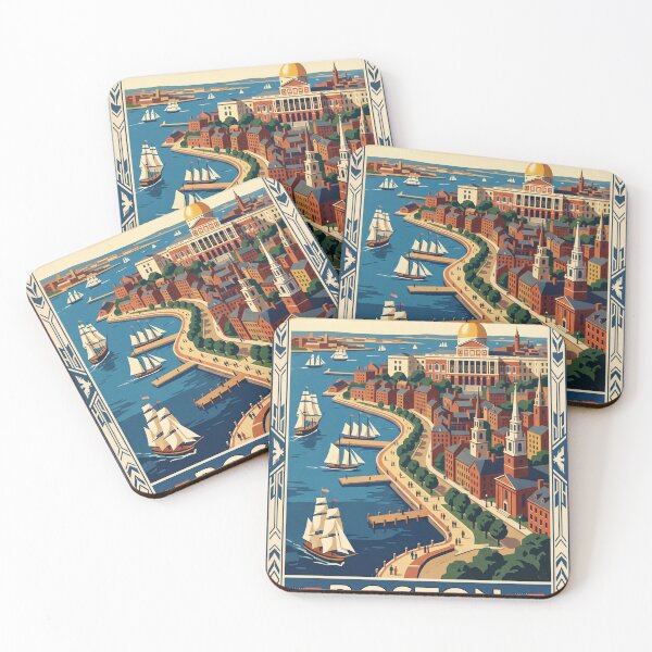 Item preview, Boston Massachusetts Vintage Travel Poster designed and sold by Bomax121.