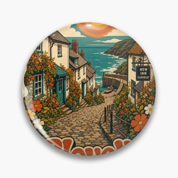 Item preview, Clovelly England Travel Souvenir - Retro Illustration designed and sold by VisualArtsOasis.