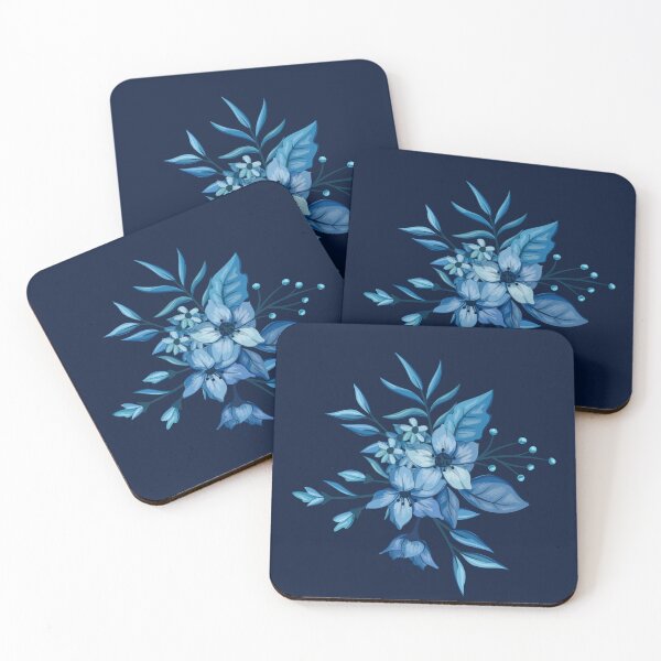 Item preview, Dark Navy Blue Botanical Flower Bouquet Pattern designed and sold by Jyoti-Quotes.