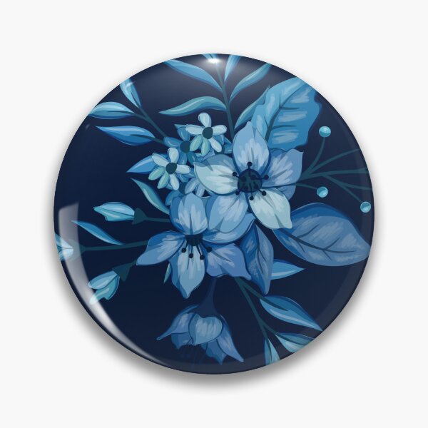 Item preview, Dark Navy Blue Botanical Flower Bouquet Pattern designed and sold by Jyoti-Quotes.