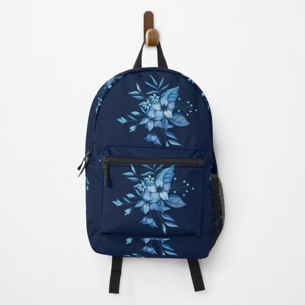 Item preview, Dark Navy Blue Botanical Flower Bouquet Pattern designed and sold by ​Jyoti Digital Artist.