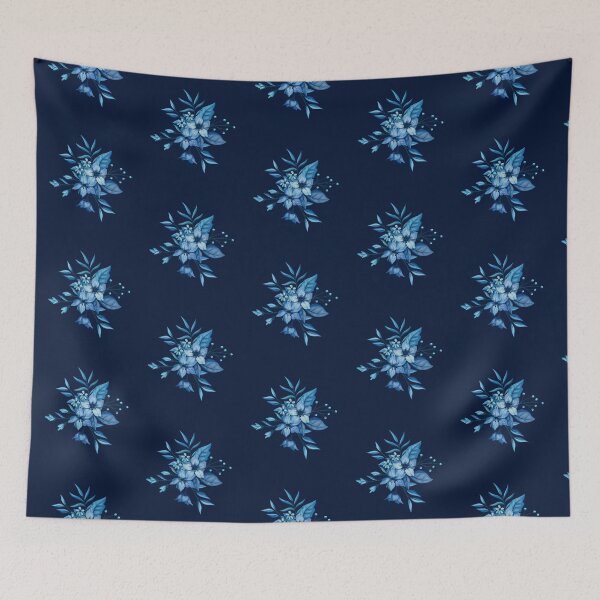 Item preview, Dark Navy Blue Botanical Flower Bouquet Pattern designed and sold by Jyoti-Quotes.