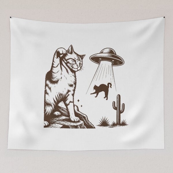Item preview, Cat Smacks UFO to Save Another Cat designed and sold by artCreativeColony.