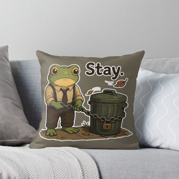 Item preview, Funny Trash Can Sticker – Frog Taking Out the Garbage Illustration designed and sold by SimplePoDesign.