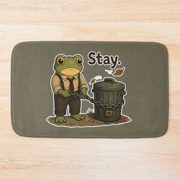 Item preview, Funny Trash Can Sticker – Frog Taking Out the Garbage Illustration designed and sold by SimplePoDesign.