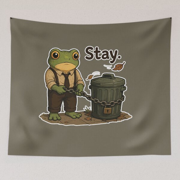 Item preview, Funny Trash Can Sticker – Frog Taking Out the Garbage Illustration designed and sold by SimplePoDesign.