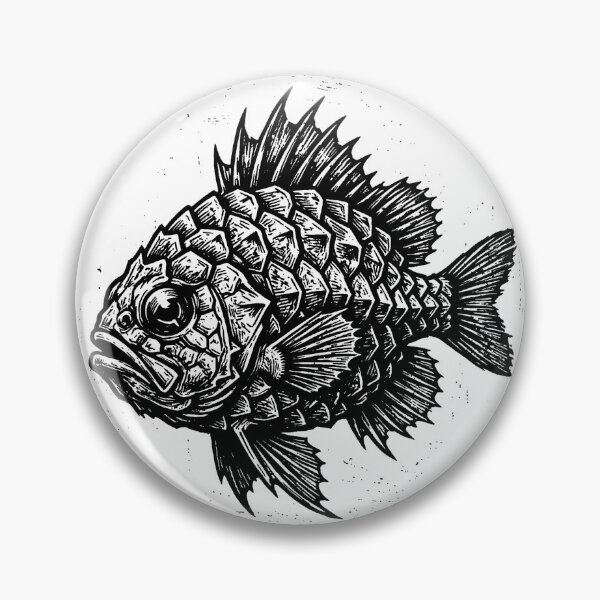 Item preview, Woodcut Pinecone Fish Illustration designed and sold by DuckOddity.