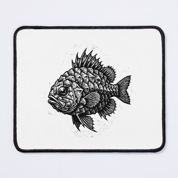 Item preview, Woodcut Pinecone Fish Illustration designed and sold by DuckOddity.
