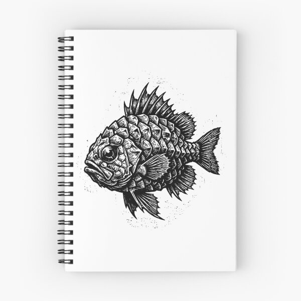 Item preview, Woodcut Pinecone Fish Illustration designed and sold by DuckOddity.