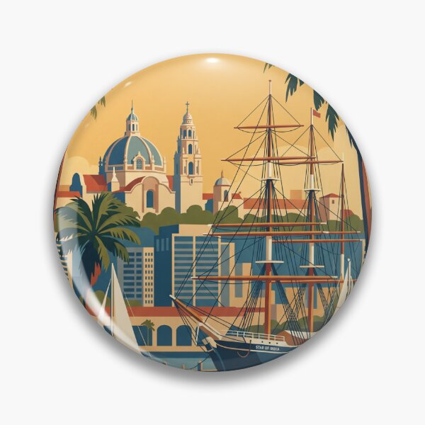 Item preview, San Diego California Vintage Travel Poster designed and sold by Bomax121.