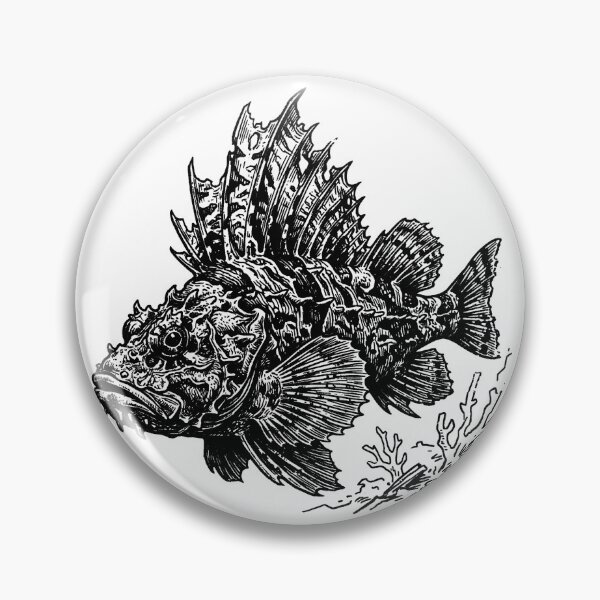 Item preview, Vintage Woodcut Leaf Scorpionfish Illustration designed and sold by DuckOddity.