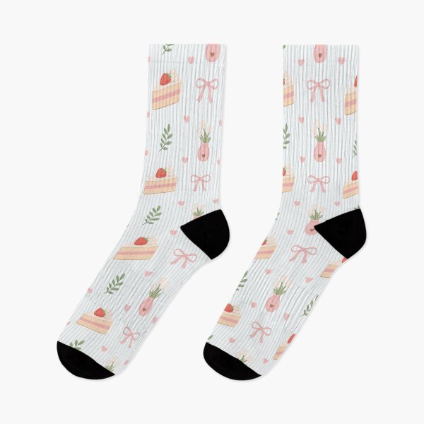 Item preview, Strawberry Cake and Tulip Vase Blue Stripe Seamless Pattern designed and sold by Anne97s.