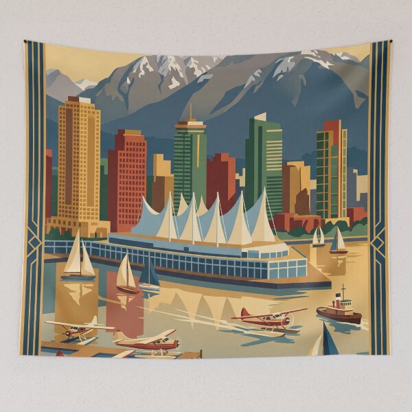 Item preview, Vancouver British Columbia Vintage Travel Poster designed and sold by Bomax121.