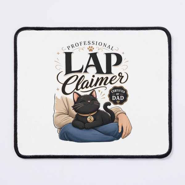 Item preview, Professional Lap Claimer Black Cat Dad Kawaii T-Shirt designed and sold by Ashley critters.