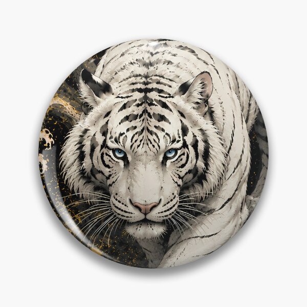 Item preview, White Tiger Moon Wave Relief Art | Embossed Wildlife Wall Decor | Majestic White Tiger | Oriental Moon Sculpture Style | Textured Animal Artwork | Zen Home Decor designed and sold by ManJiangHong.