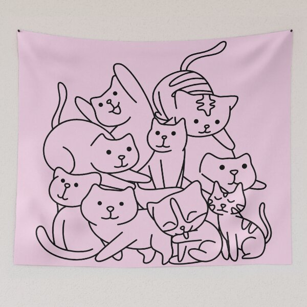 Item preview, Cute Cat Family Line Art Design Cluster of Cats designed and sold by BuckaBaby.