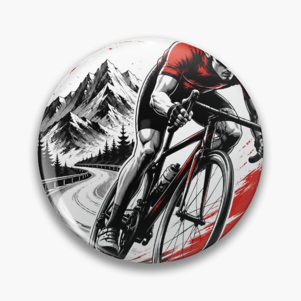 Item preview, Arte de ciclistas en carretera de montaña con gráficos rojos designed and sold by YogiCodeLab.