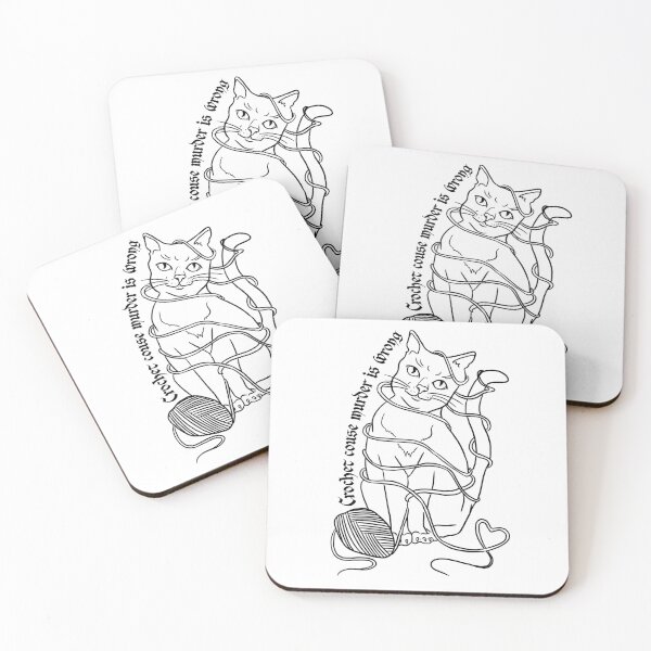 Item preview, Crochet Because Murder Is Wrong – Funny Hand-Drawn Cat Illustration designed and sold by suzysworld.