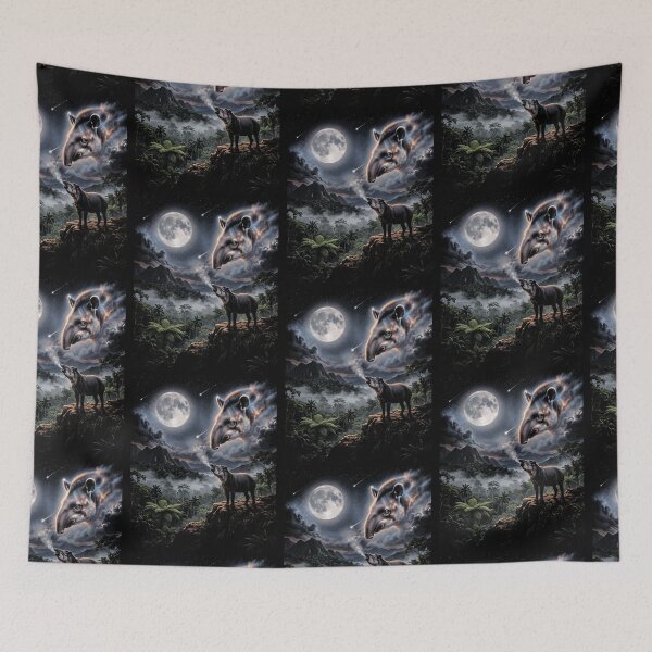 Item preview, Mystical Tapir Howling At Moon Jungle Moon Cosmic Wildlife designed and sold by d247.