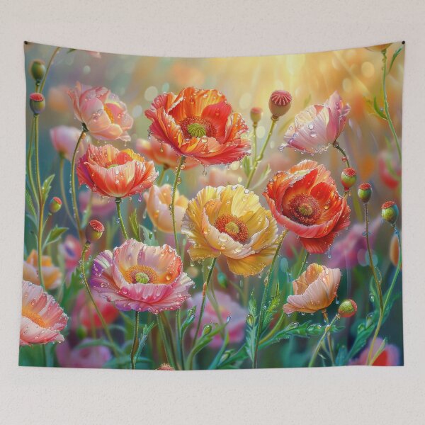 Item preview, Poppy Field with Rain Drops designed and sold by MargaretWiktor.
