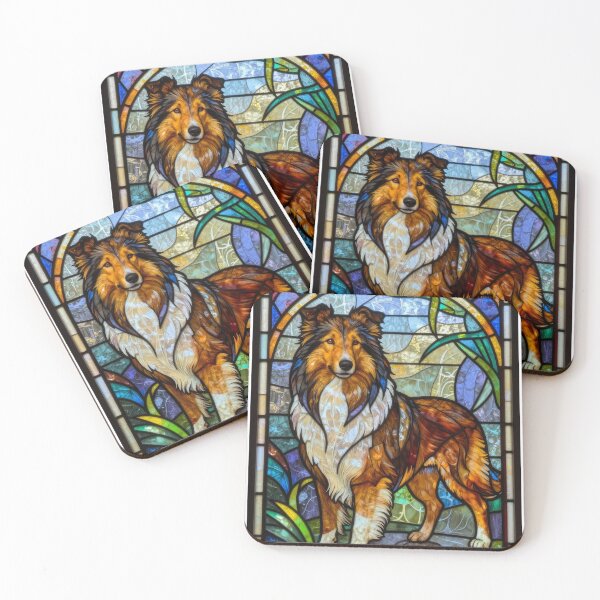 Item preview, Stained Glass Rough Collie Dog Breed Art Print designed and sold by pinkal.