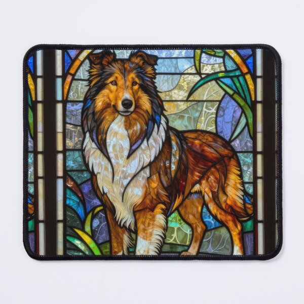 Item preview, Stained Glass Rough Collie Dog Breed Art Print designed and sold by pinkal.