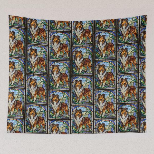 Item preview, Stained Glass Rough Collie Dog Breed Art Print designed and sold by pinkal.