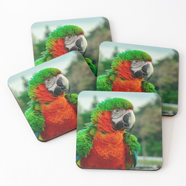 Item preview, Colorful Macaw Parrot Portrait in Green and Orange designed and sold by Jomsunshine.