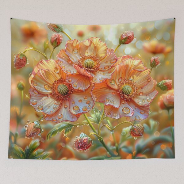 Item preview, Sunlit Poppy Flowers with Morning Dew designed and sold by MargaretWiktor.