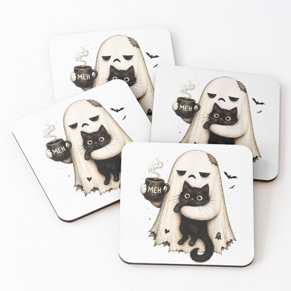 Item preview, Cute Ghost Holding Black Cat Coffee Mug Meh Halloween Graphic designed and sold by JiscoRomanela.