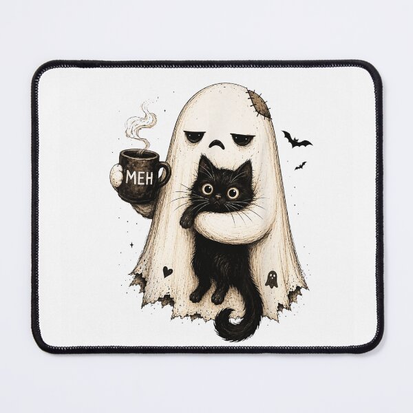 Item preview, Cute Ghost Holding Black Cat Coffee Mug Meh Halloween Graphic designed and sold by JiscoRomanela.