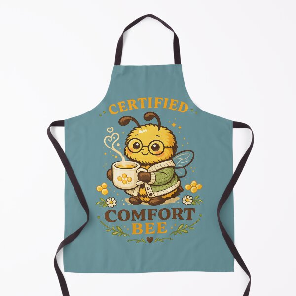 Item preview, Certified Comfort Bee Cozy Honey Tea Bee Mascot | Cute Cardigan Bee Vintage Badge T-Shirt designed and sold by  MAD's Recreation Studio.