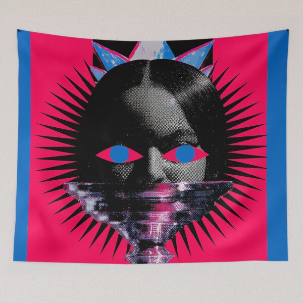 Item preview, Surreal Neon Glitch Goddess Portrait designed and sold by bubblegoth.