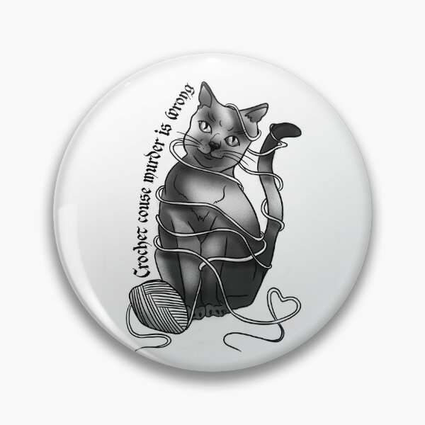 Item preview, Crochet Because Murder Is Wrong – Funny Hand-Drawn Cat Illustration designed and sold by suzysworld.