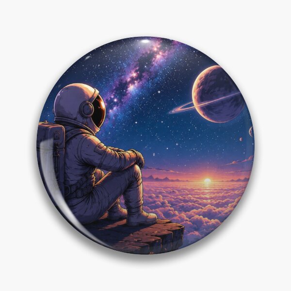 Item preview, Astronaut Watching Cosmic Galaxy Planet Sunset designed and sold by YogiCodeLab.