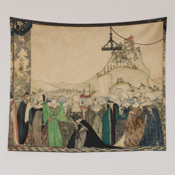 Item preview, Joan of Arc Art - Fantasy Castle Art Nouveau Royal Procession for Gothic Fantasy Lovers designed and sold by RickE.
