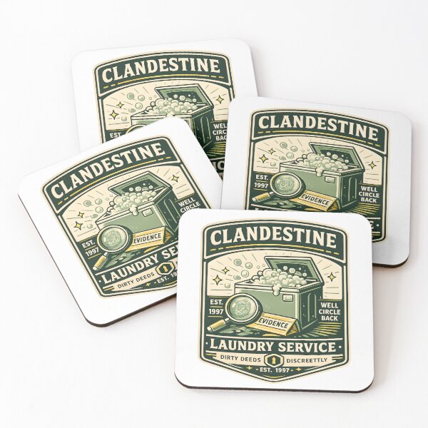 Item preview, Clandestine Laundry Service Parody Badge designed and sold by Drift Pattern Studio.