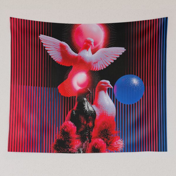 Item preview, Surreal Pigeon Trinity With Cosmic Orbs designed and sold by bubblegoth.