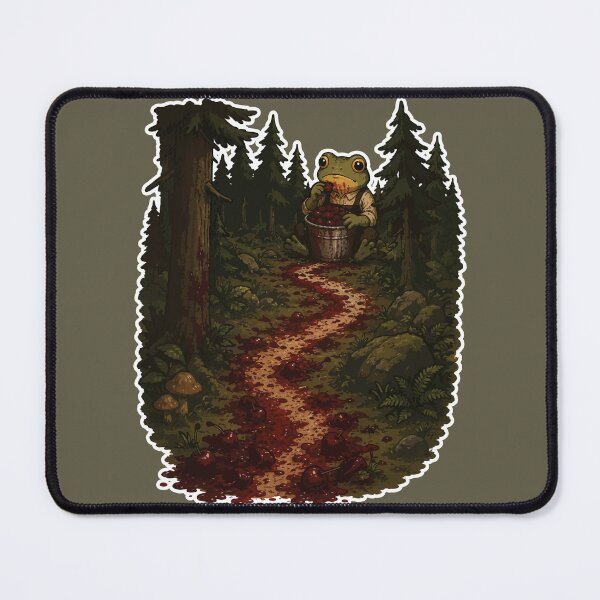 Item preview, Funny Cherry Picking Sticker – Frog Forest Harvest Horror Illustration designed and sold by SimplePoDesign.