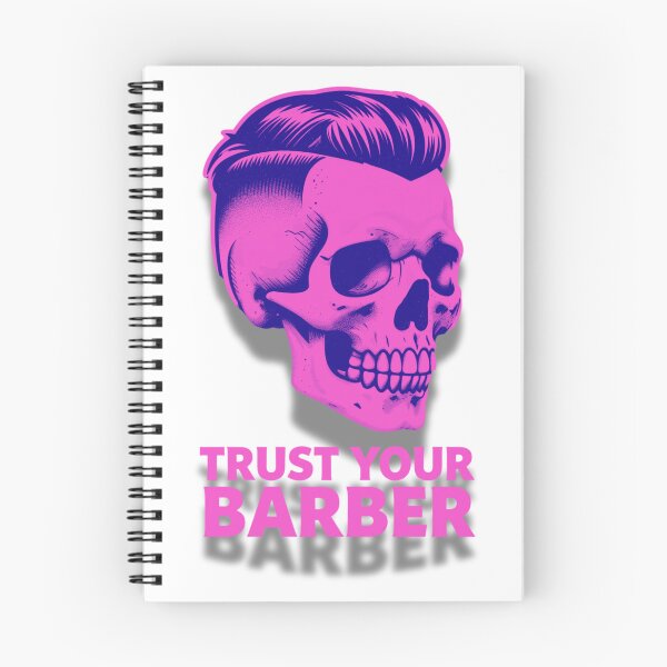 Item preview, Trust Your Barber Pink Skull Barber Pole Hairstyle designed and sold by Barber MD Culture.